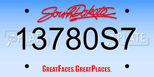 13780S7 South Dakota License Plate