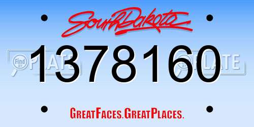 1378160 South Dakota License Plate