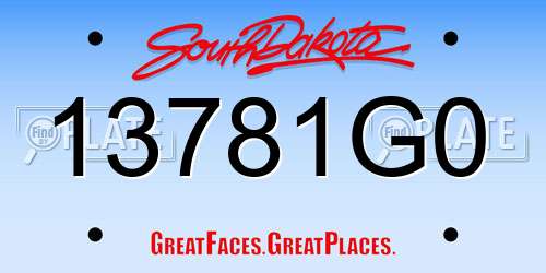 13781G0 South Dakota License Plate