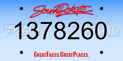1378260 South Dakota License Plate