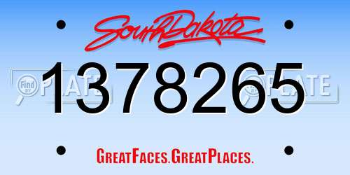 1378265 South Dakota License Plate