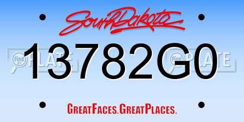 13782G0 South Dakota License Plate