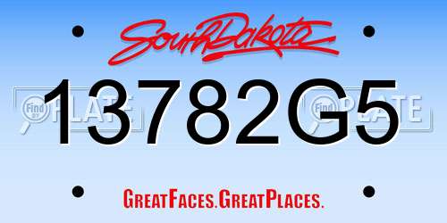 13782G5 South Dakota License Plate