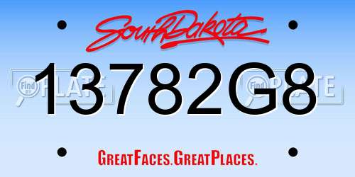 13782G8 South Dakota License Plate