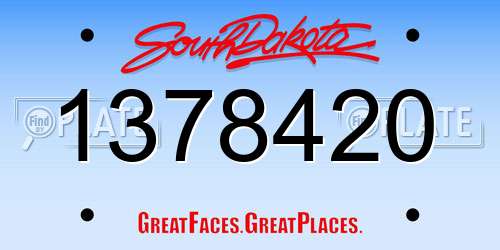 1378420 South Dakota License Plate