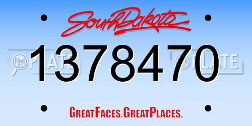 1378470 South Dakota License Plate