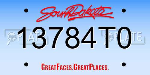 13784T0 South Dakota License Plate