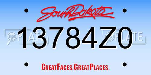 13784Z0 South Dakota License Plate