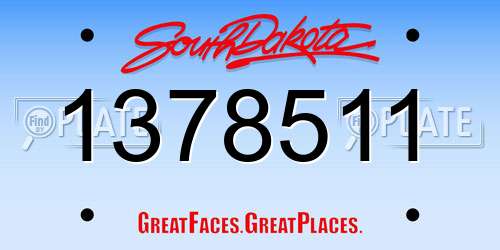 1378511 South Dakota License Plate
