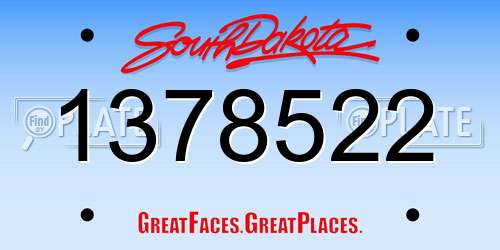 1378522 South Dakota License Plate