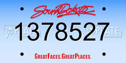 1378527 South Dakota License Plate