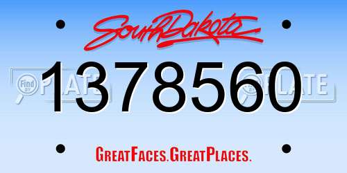 1378560 South Dakota License Plate