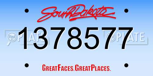1378577 South Dakota License Plate