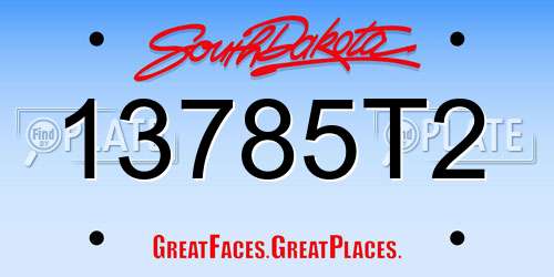 13785T2 South Dakota License Plate