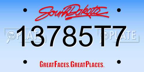 13785T7 South Dakota License Plate