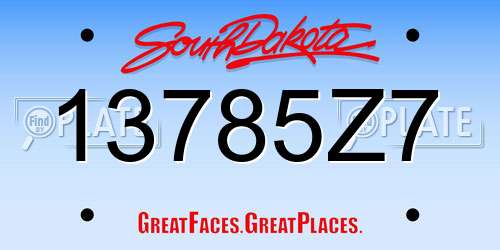 13785Z7 South Dakota License Plate