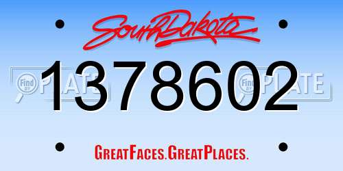 1378602 South Dakota License Plate