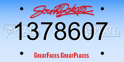 1378607 South Dakota License Plate