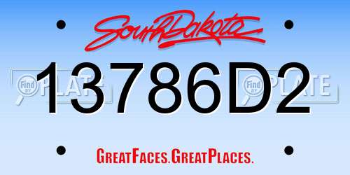13786D2 South Dakota License Plate
