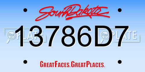 13786D7 South Dakota License Plate