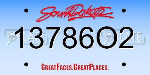 13786O2 South Dakota License Plate