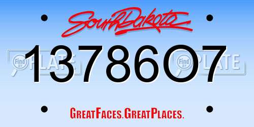 13786O7 South Dakota License Plate