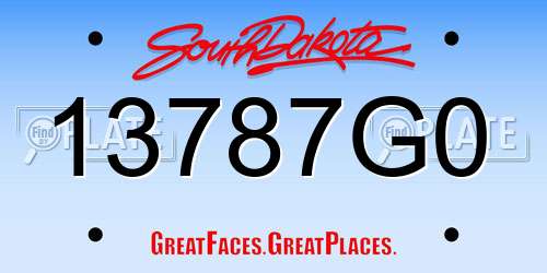 13787G0 South Dakota License Plate