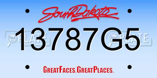 13787G5 South Dakota License Plate