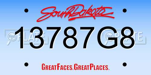 13787G8 South Dakota License Plate