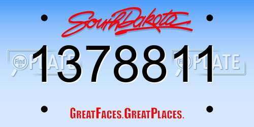 1378811 South Dakota License Plate