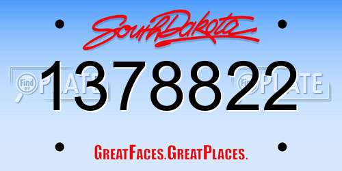 1378822 South Dakota License Plate