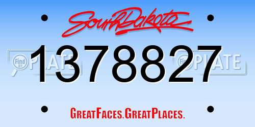 1378827 South Dakota License Plate