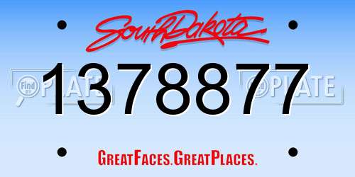 1378877 South Dakota License Plate
