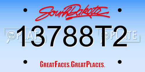 13788T2 South Dakota License Plate