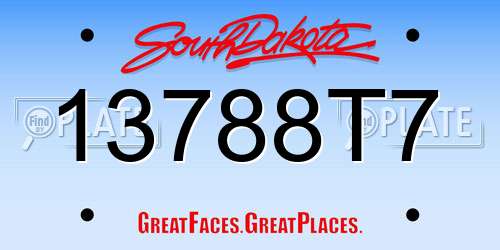 13788T7 South Dakota License Plate