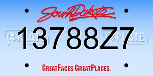 13788Z7 South Dakota License Plate