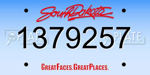 1379257 South Dakota License Plate