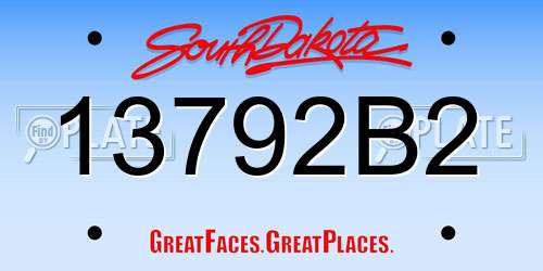 13792B2 South Dakota License Plate