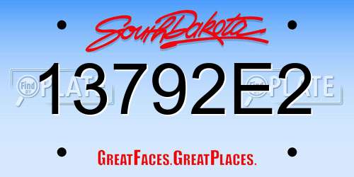 13792E2 South Dakota License Plate