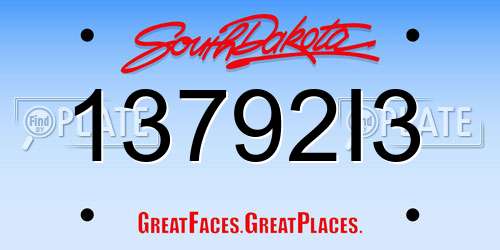 13792I3 South Dakota License Plate