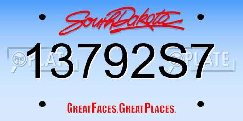 13792S7 South Dakota License Plate