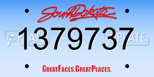 1379737 South Dakota License Plate