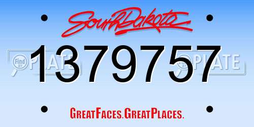1379757 South Dakota License Plate