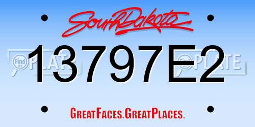 13797E2 South Dakota License Plate