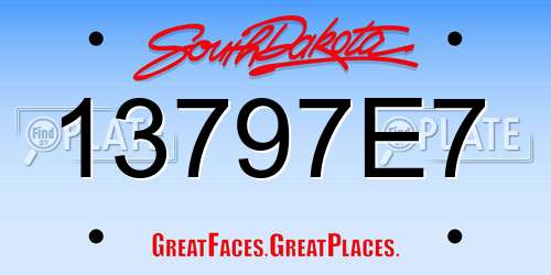 13797E7 South Dakota License Plate