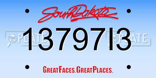 13797I3 South Dakota License Plate