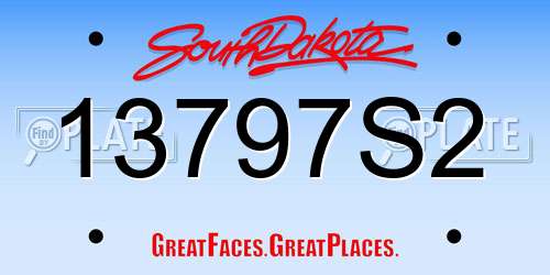13797S2 South Dakota License Plate