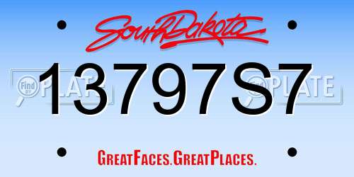 13797S7 South Dakota License Plate