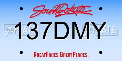 137DMY South Dakota License Plate