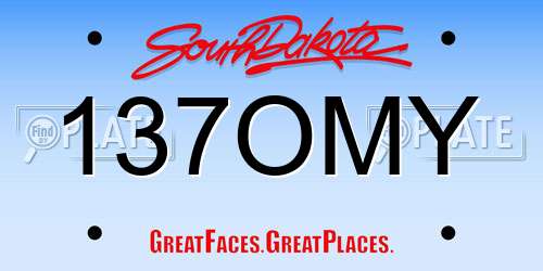137OMY South Dakota License Plate